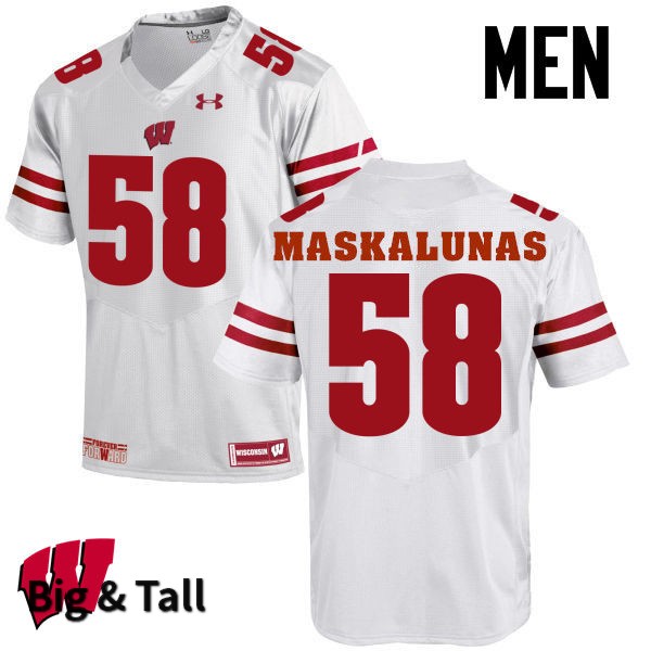 Wisconsin Badgers Men's #58 Mike Maskalunas NCAA Under Armour Authentic White Big & Tall College Stitched Football Jersey HN40E04TG